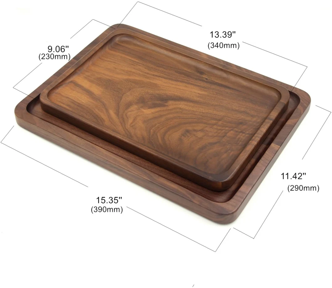 Rectangle Walnut Food Tray Wooden Serving Tray